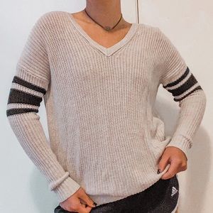 American Eagle tan knit sweater with stripe